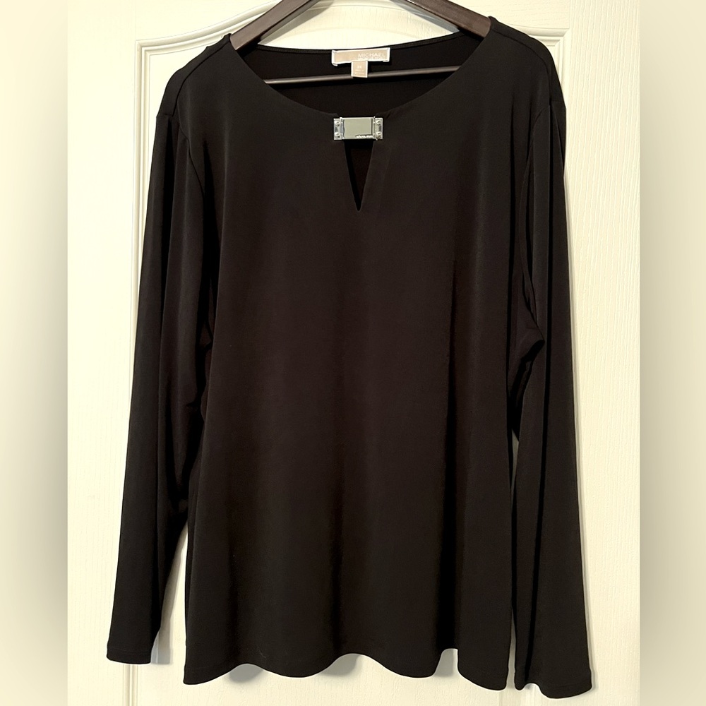 Michael Kors Popover Blouse with Decorative Silver Piece